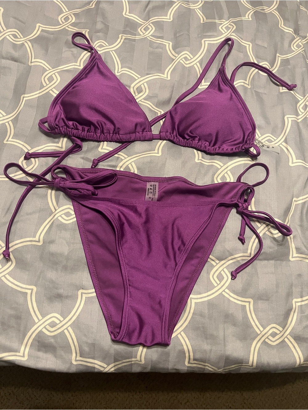 SHEIN Purple Tie-Side Triangle Bikini Set